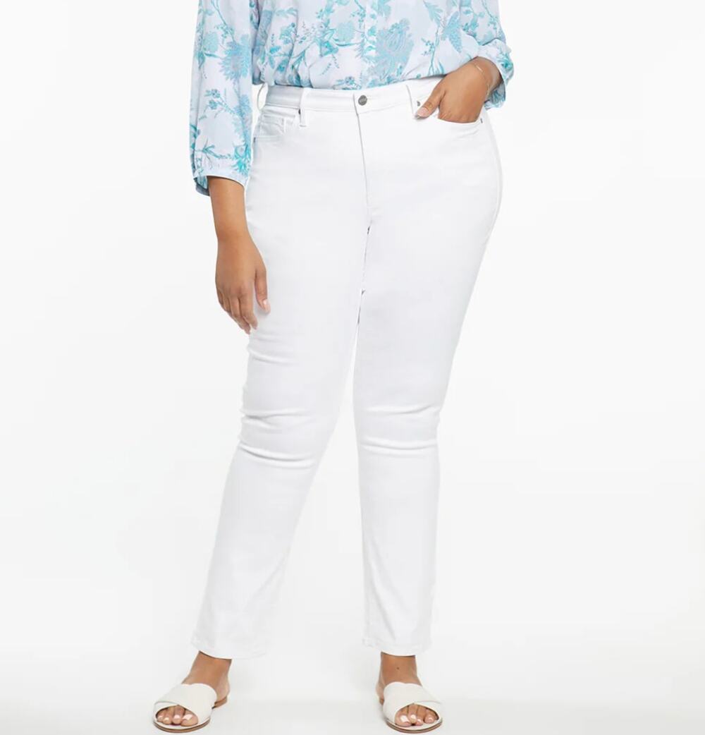 NYDJ Sheri Slim Ankle Jeans in Optic White Plus Size 16 Lift Tuck Slimming